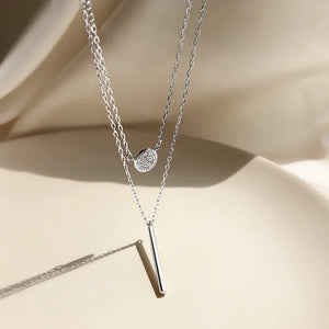 925 Silver Glitter Diamond Double Necklace - Fine Jewelry