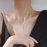 925 Silver Glitter Diamond Double Necklace - Fine Jewelry