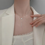925 Silver Glitter Diamond Double Necklace - Fine Jewelry