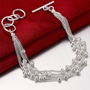 925 Silver Beaded Bracelet Wedding Party Jewelry