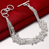 925 Silver Beaded Bracelet Wedding Party Jewelry