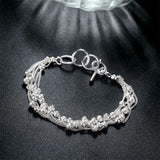 925 Silver Beaded Bracelet Wedding Party Jewelry
