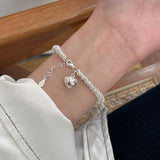 925 Sterling Silver Glossy Love Charm Bracelet Female Ins Circle Moveable