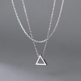 925 Sterling Silver Triangle Choker Necklace Pendant for Women