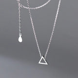 925 Sterling Silver Triangle Choker Necklace Pendant for Women