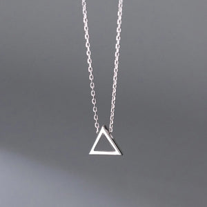 925 Sterling Silver Triangle Choker Necklace Pendant for Women