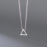 925 Sterling Silver Triangle Choker Necklace Pendant for Women