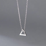 925 Sterling Silver Triangle Choker Necklace Pendant for Women
