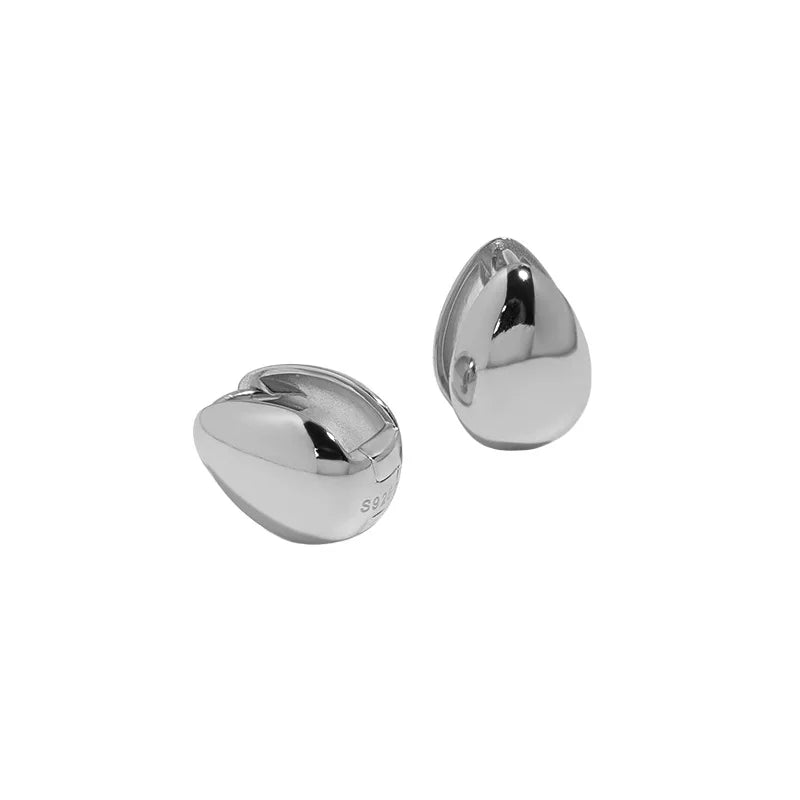 925 Silver Water Droplets Hoop Earrings Platinum Plating