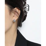925 Silver Water Droplets Hoop Earrings Platinum Plating