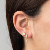 925 Silver Leaves Drop Hoops Earrings Feather Pendant Earring