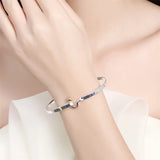 925 Silver Bead Bangle Bracelet for Women Wedding Charm Party Jewelry