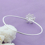 925 Silver Chrysanthemum Flowers Bangle Bracelet for Woman