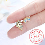 925 Silver Rainbow Unicorn Stud Earrings Asymmetric For Women Kids