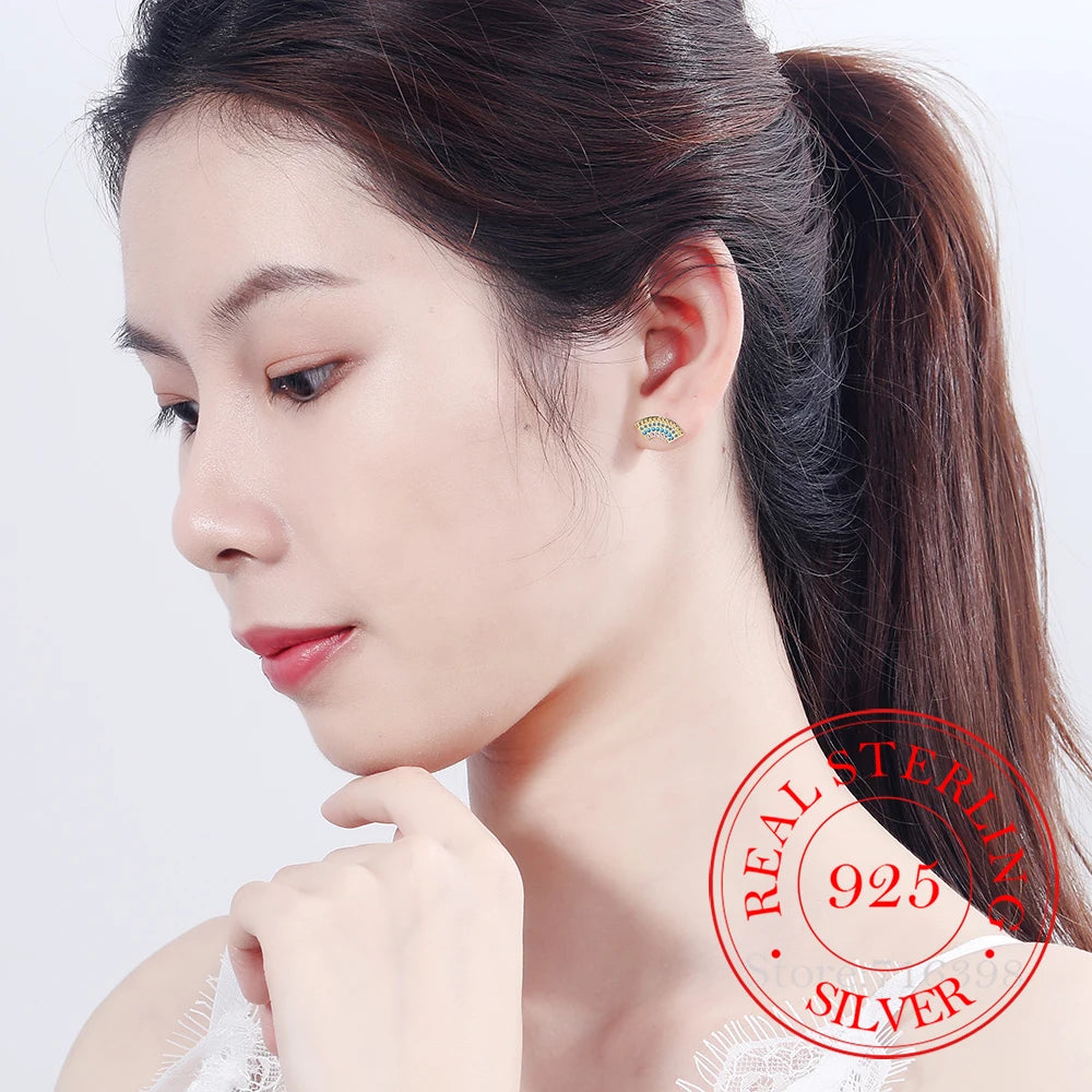 925 Silver Rainbow Unicorn Stud Earrings Asymmetric For Women Kids