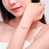 925 Sterling Silver Double Round Circles Chain Bracelets for Women