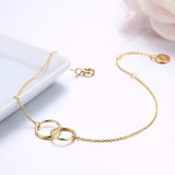 925 Sterling Silver Double Round Circles Chain Bracelets for Women