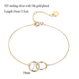925 Sterling Silver Double Round Circles Chain Bracelets for Women