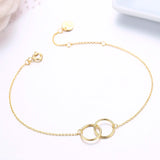 925 Sterling Silver Double Round Circles Chain Bracelets for Women