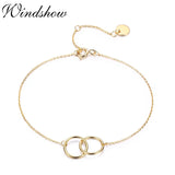 925 Sterling Silver Double Round Circles Chain Bracelets for Women