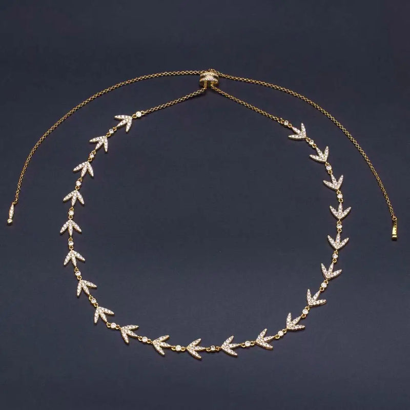 925 Silver Crystal Bay Leaf Necklace Chain for Ladies