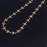 925 Silver Crystal Bay Leaf Necklace Chain for Ladies