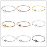 925 Sterling Silver Smooth Ball Clasp Snake Chain Pan Bracelet