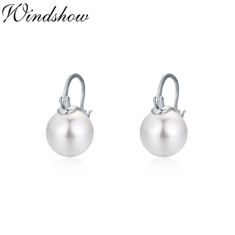 925 Silver Faux Pearl Drop Dangle Earrings for Women