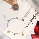 925 Silver Chain Anklets Rutilated Quartz Anklets Wealth Luck Gemstone