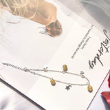 925 Silver Chain Anklets Rutilated Quartz Anklets Wealth Luck Gemstone