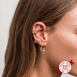 925 Silver Small Circle Ear Hoop Earrings Women Birthday Party Jewelry