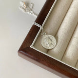 925 Silver Dollar Coin Pendant Necklace 1988 American Queen Head