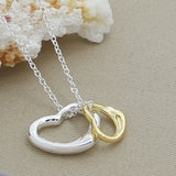 Sterling Silver Double Heart Pendant Necklace Charm Jewelry