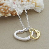 Sterling Silver Double Heart Pendant Necklace Charm Jewelry
