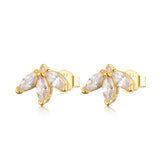 925 Sterling Silver Leaf Stud Earrings Wedding Fine Jewelry