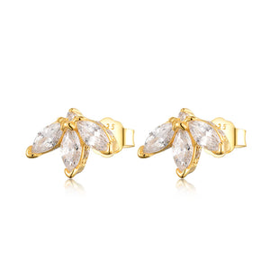 925 Sterling Silver Leaf Stud Earrings Wedding Fine Jewelry