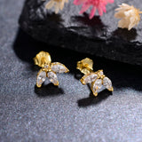 925 Sterling Silver Leaf Stud Earrings Wedding Fine Jewelry