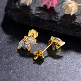 925 Sterling Silver Leaf Stud Earrings Wedding Fine Jewelry