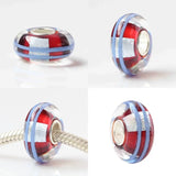 925 Sterling Silver Foil Glass 3D Flower European Charm Beads