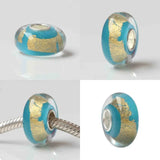 925 Sterling Silver Foil Glass 3D Flower European Charm Beads