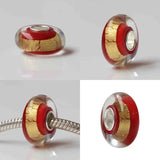 925 Sterling Silver Foil Glass 3D Flower European Charm Beads