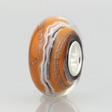 925 Silver Foil Glass Flower Charm Beads Fit European Bracelet