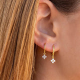 925 Sterling Silver Zircon Clover Drop Earrings