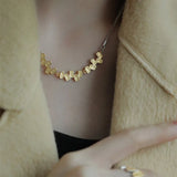 925 Silver Leaf Chain Choker Necklace Fine Jewelry
