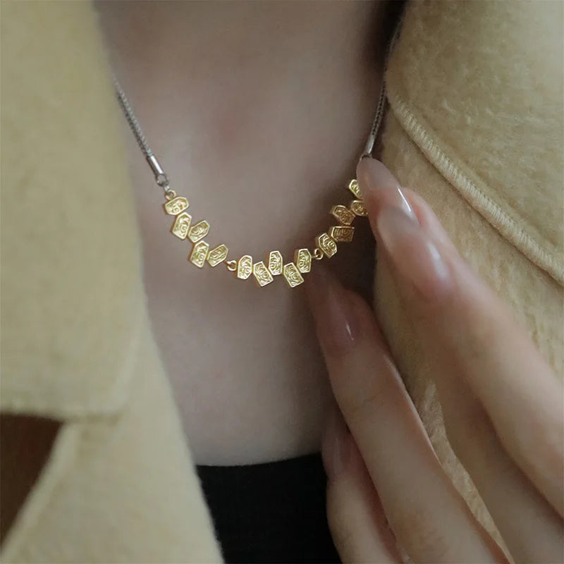 925 Silver Leaf Chain Choker Necklace Fine Jewelry