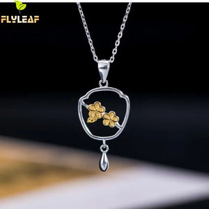 925 Silver Lilac Flowers Pendant Necklace Vintage Jewelry