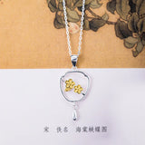925 Silver Lilac Flowers Pendant Necklace Vintage Jewelry