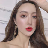 925 Silver Long Chain Drop Earrings Tricolor Piercing Jewelry