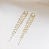 925 Silver Long Chain Drop Earrings Tricolor Piercing Jewelry