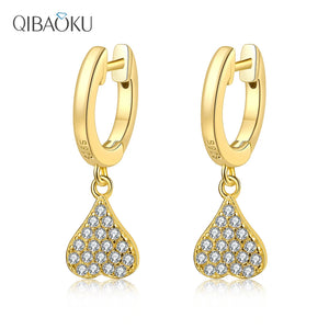 925 Silver Loved Heart Zircon Drop Earrings for Women